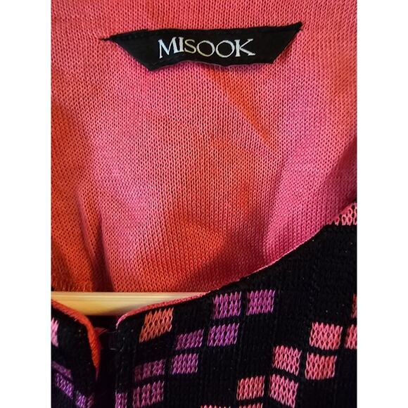 Misook sz medium cardigan blazer jacket pink black purple geometric pattern - Picture 3 of 5